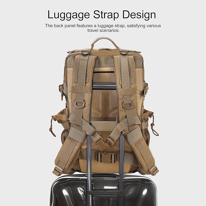 LHI Military Tactical Backpack for Men and Women 45L Army 3 Days Assault Pack Bag Large Rucksack with Shoe Compartment