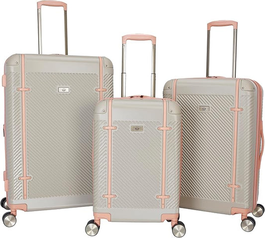 Dockers Spectra Hardside Expandable 8-Wheel Spinner Checked Luggage, 3-Piece Set, Timberwolf