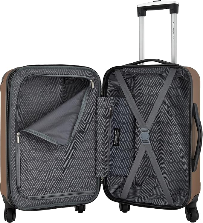 Travelers Club Chicago Hardside Expandable Spinner Luggage, Rum Caramel, 22" Carry-On