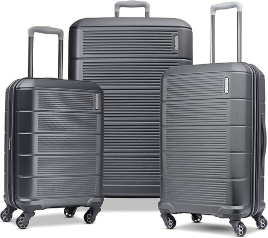 American Tourister Stratum 2.0 Expandable Hardside Luggage with Spinner Wheels, Charcoal, 3-Piece Set (20/24/28)