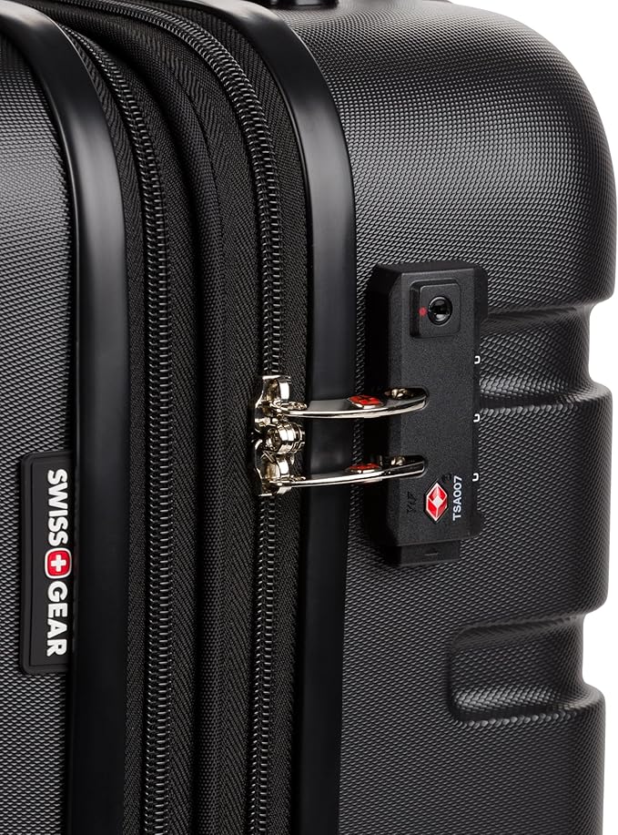 SwissGear 7366 Signature Hardside Expandable Luggage with Spinner Wheels, TSA Lock, Cup-Holder, Black, 2-Piece Set (19/27)