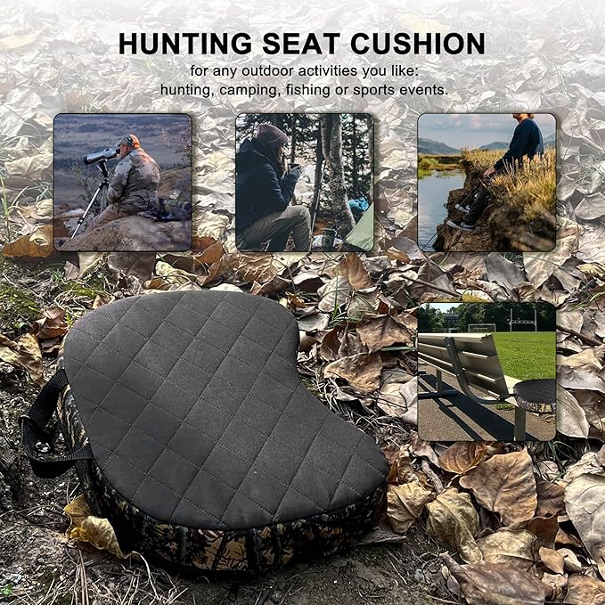 URMONA Portable Hunting Seat Cushion, 11.4 x 15.7 x 2.8in Thickening Lightweight Outdoor Cushion, Waterproof Sponge Dirty Proof Pad for Hunting, Camping, Stadium, Outdoor Sports, Fishing
