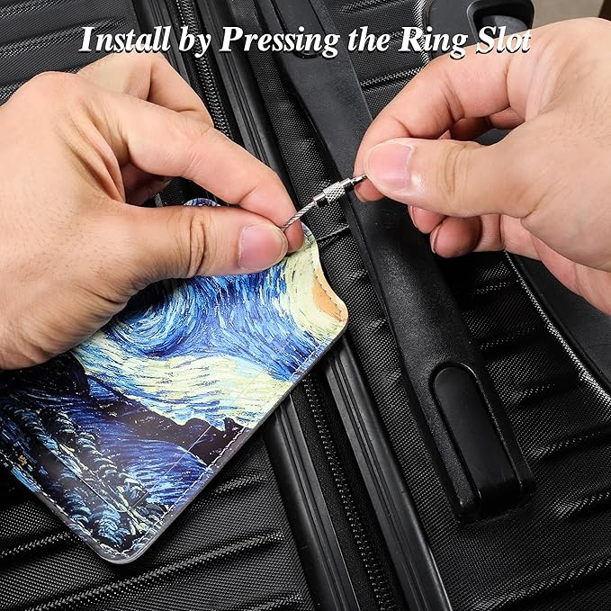 Luggage Tags for Suitcases, 2 Pack Cute PU Leather Luggage Tag TSA Approved with Stainless Steel Loop and Address Card Baggage Tag for Travel&Hotel Stays&Cruise Ships&Shipping and Mailing