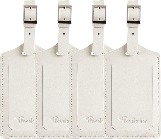 Travelambo Luggage Tags for Suitcases PU Leather Travel Tags Bag Tags Privacy Protection Travel Essentials