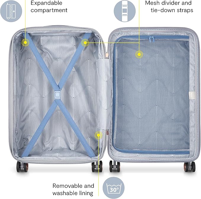 DELSEY PARIS Cruise 3.0 Hardside Expandable Luggage with Spinner Wheels, Graphite, Checked-Medium 24 Inch