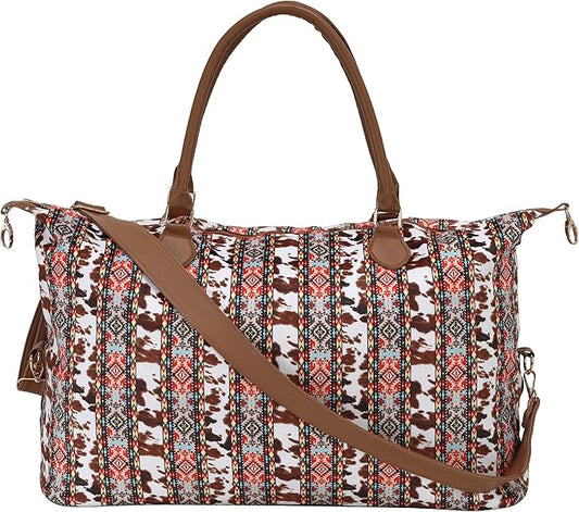 Weekender Bag Duffle Bag For Women Large Travel Tote Bag Overnight Weekend Bags With Shoulder Strap Cow Leopard Atzec…