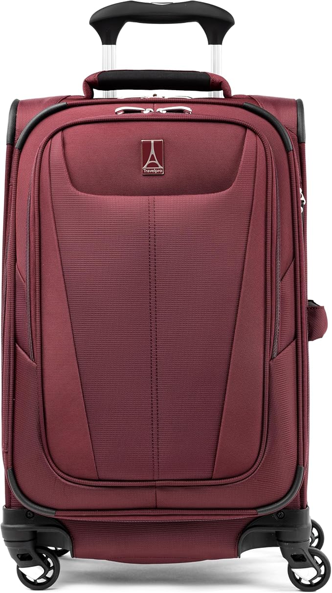 Travelpro Maxlite 5 Softside Expandable Luggage with 4 Spinner Wheels, Lightweight Suitcase, Men and Women, Burgundy, Carry-on 21-Inch