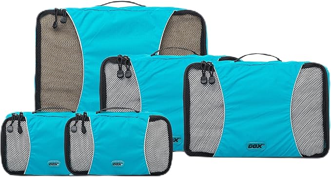GOX Ultra Light 5 piece Packing Cubes Travel Luggage Organizer 1 Large 2 Medium 2 Small