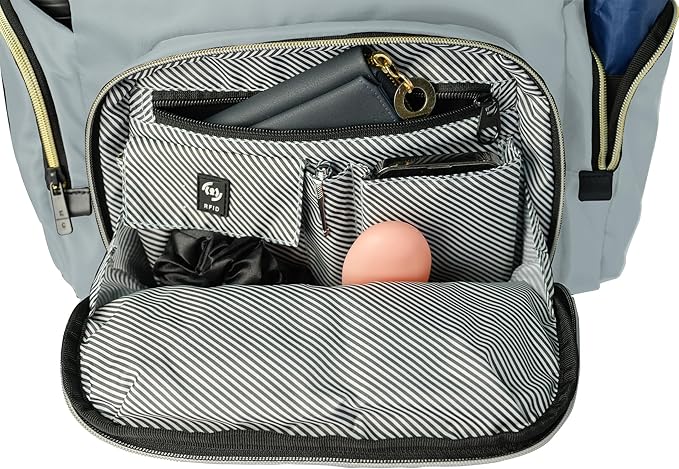 Kenneth Cole REACTION Madison Square Lightweight Hardside Chevron Expandable Spinner Luggage, Slate, 2-Piece (20" Carry On + Sophie Backpack)