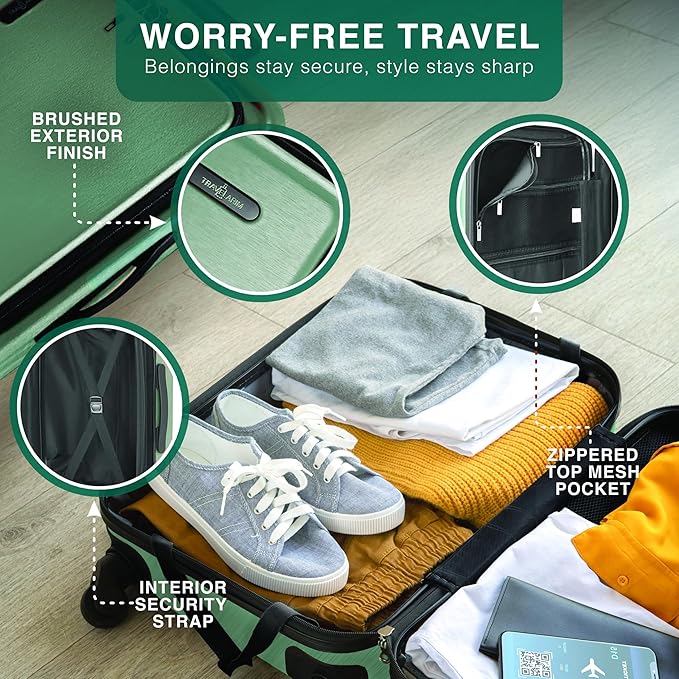 24 Inch Luggage with Spinner Wheels, Hard Shell Suitcase with TSA Locks for Luggage, Travel Large Suitcase, Expandable Hard Shell Suitcases, Sage Green