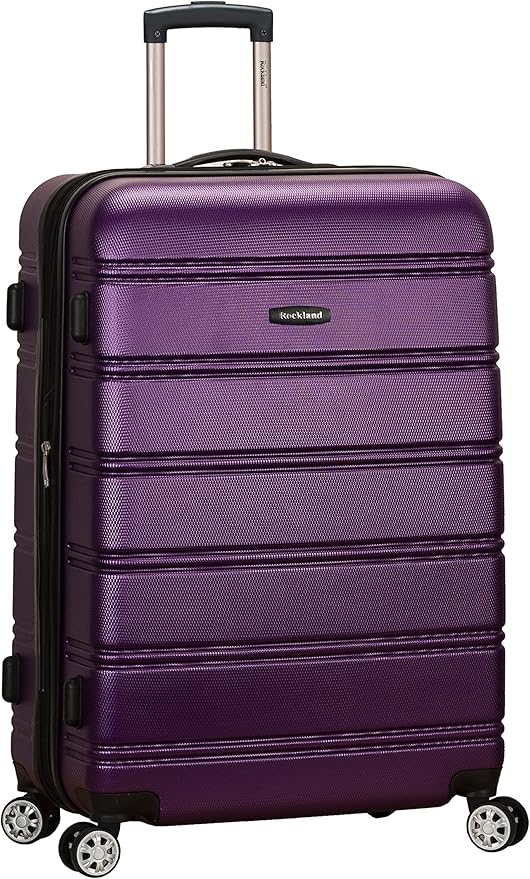 Rockland Melbourne Hardside Expandable Spinner Wheel Luggage, Purple, Checked-Large 28-Inch