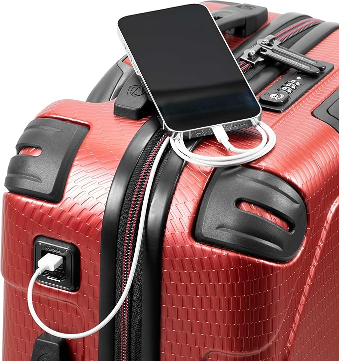 Traveler's Choice Maxporter II Polycarbonate Hardside Trunk with Spinner Wheels, Red, 22-Inch Carry-on Luggage