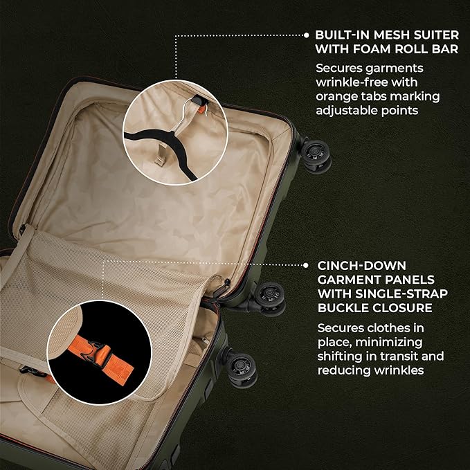 Briggs & Riley International 21" Carry On Spinner - Luggage for Travel, Suitcases with Wheels, Hardside Rolling Bag for Men & Women, Self-Repairing Zipper - Torq Collection, Hunter Green