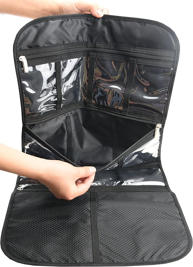 Freegrace Premium Hanging Toiletry Bag for Travel - Cosmetic, Jewelry, Toiletry, Makeup & Accessory Storage Organizer Bag, Large Size for Women & Men
