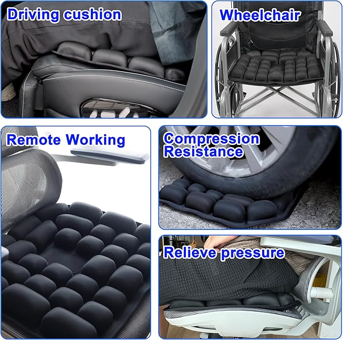 Upgrade Travel Seat Cushion for Airplane,Portable&Adjustable Air Seat Cushion,Coccyx Tailbone Pain Relief Chair Pad,Inflatable Cushion for Wheelchair, Travel,Driving,Office Work