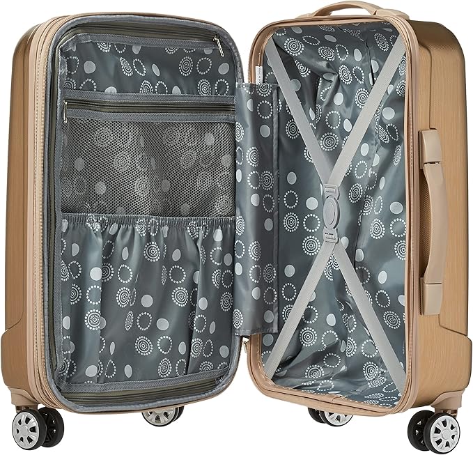 Rockland Melbourne Hardside Expandable Spinner Wheel Luggage, Bronze, Carry-On 20-Inch
