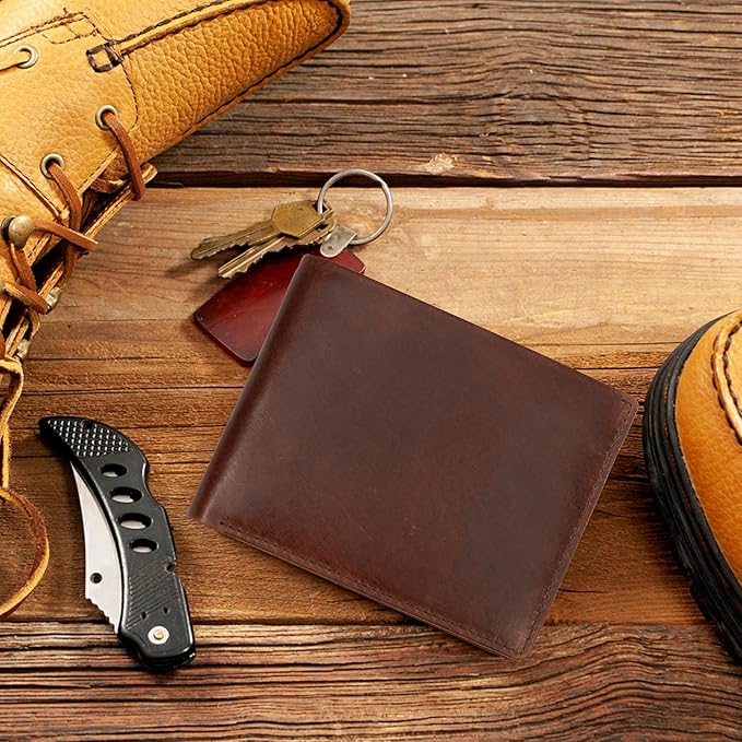 BULL GUARD Mens RFID Blocking Bifold Wallet Smooth Top Grain Leather, Secure and Durable Extra Capacity Billfold with 11 Credit Card Slots, Flip Up ID,Tight Stitching, Quick Thumb Push Access, No Logo