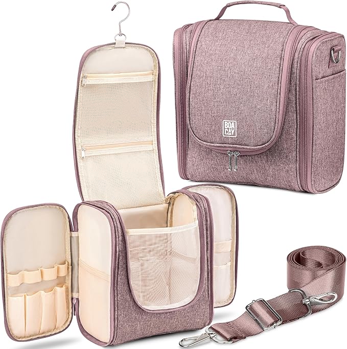 BOACAY Extra Large Hanging Travel Toiletry Bag for Women and Men, Makeup Bag, Bathroom & Shower Organizer Kit for Accessories, Cosmetics, Essentials