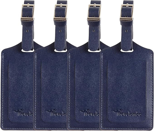 Travelambo Luggage Tags for Suitcases PU Leather Travel Tags Bag Tags Privacy Protection Travel Essentials