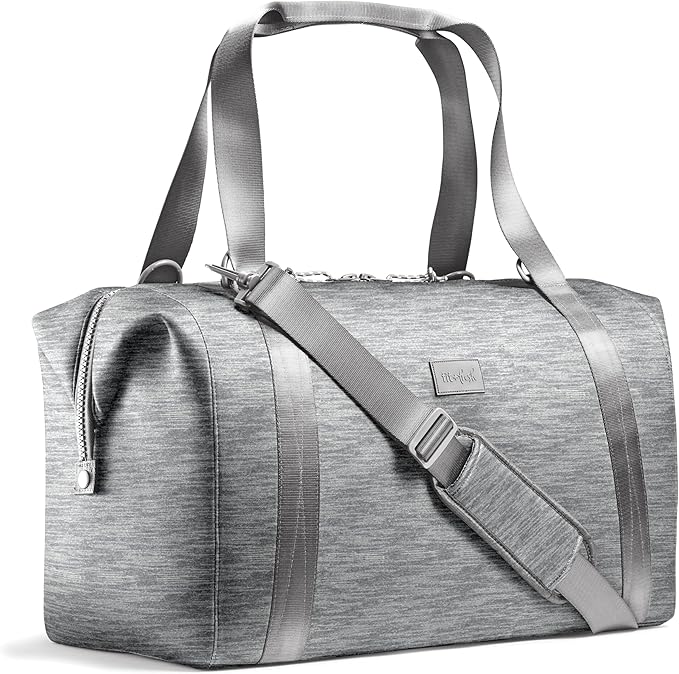 Fit & Fresh Neoprene Weekender Bag for Women – Carry-On Friendly Travel Duffel with Expandable Sides, Trolley Sleeve & Pockets – Lightweight, Water-Resistant Overnight Bag for Weekend Trips + Gym