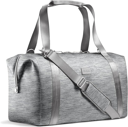 Fit & Fresh Neoprene Weekender Bag for Women – Carry-On Friendly Travel Duffel with Expandable Sides, Trolley Sleeve & Pockets – Lightweight, Water-Resistant Overnight Bag for Weekend Trips + Gym