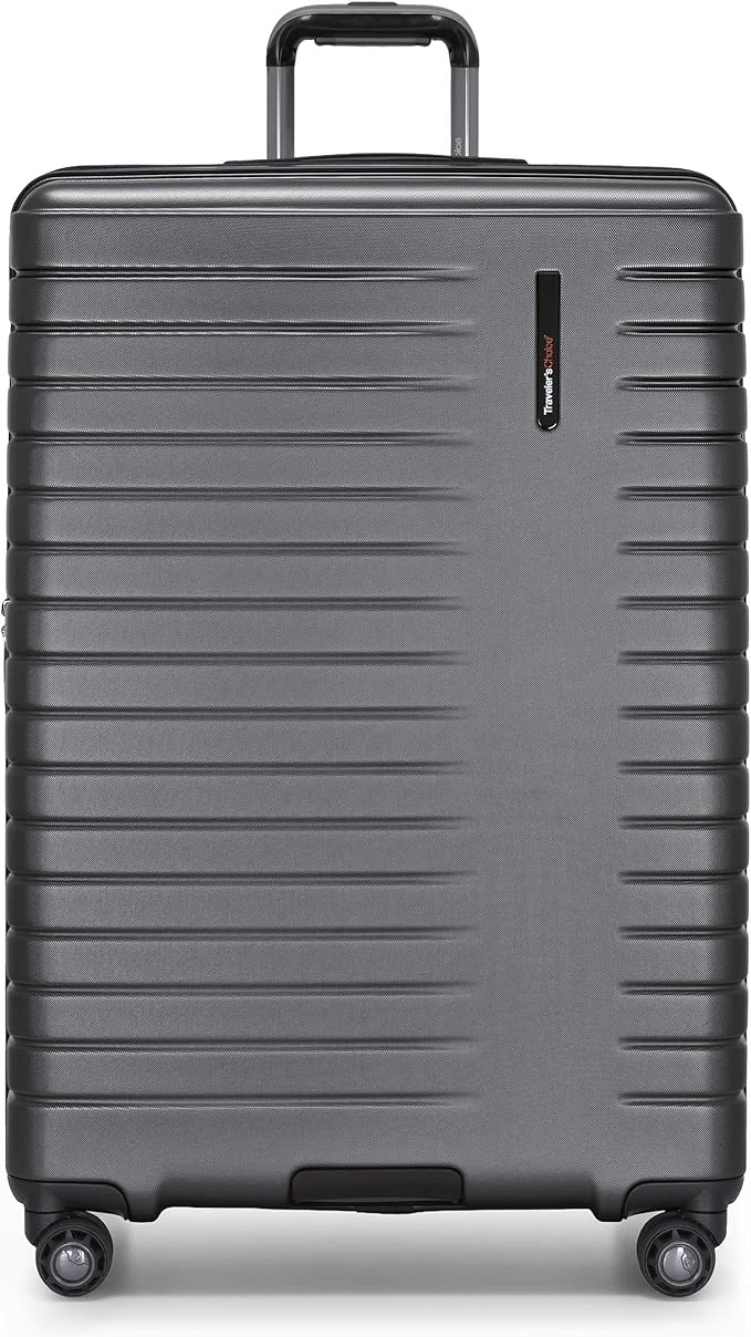 Traveler's Choice Archer Polycarbonate Hardside Spinner Luggage Set, Tie Down Straps, Grey, Checked 29-Inch