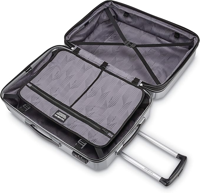 Samsonite Winfield 3 DLX Hardside Expandable Luggage with Spinners, Silver, Checked-Medium 25-Inch