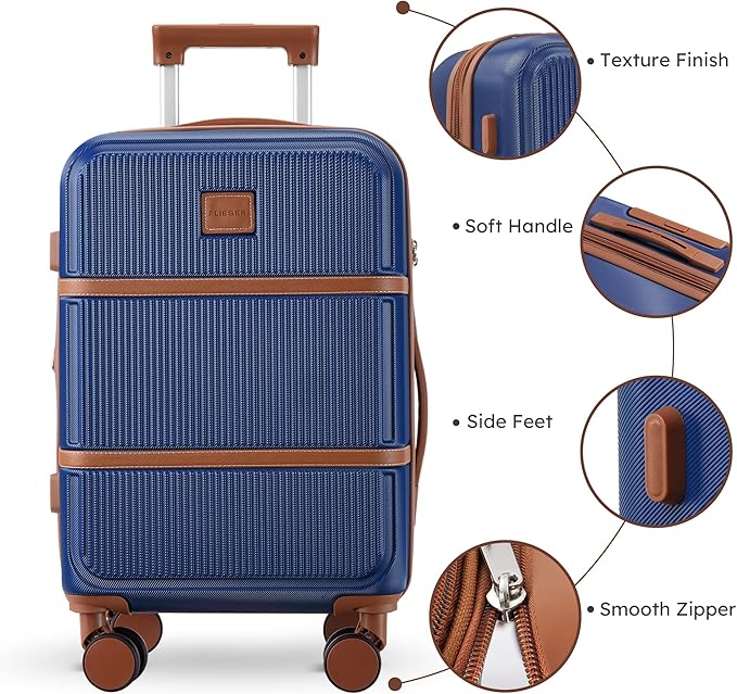 Suitour Expandable 4-Piece Luggage Set (14" 19" 23" 27") ABS Hardside Suitcase Sets with Spinner Wheels Checked Luggage Travel Suitcase