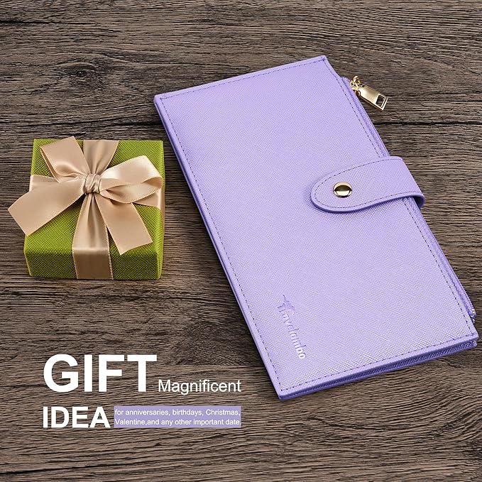 Travelambo RFID Wallet Women Large Size Bifold Multi Card Wallet Case with Zipper Pocke Credit Card Holder for Women