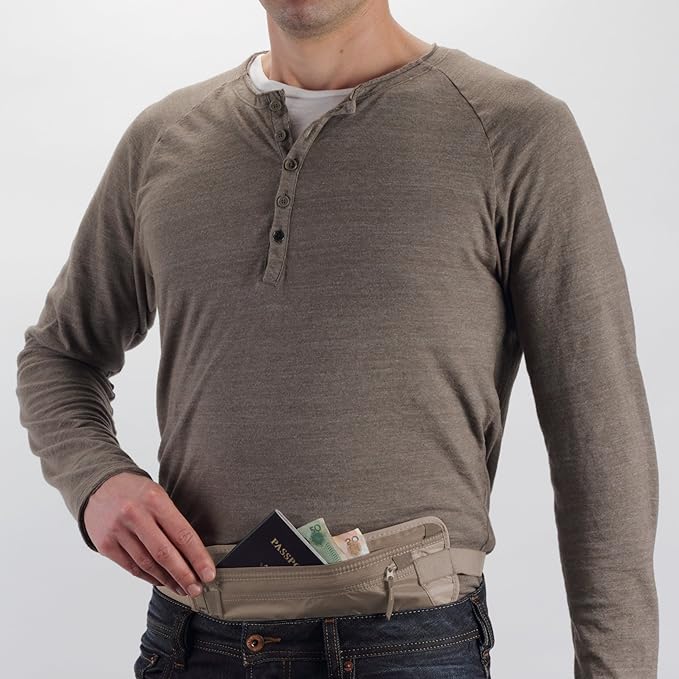 Eagle Creek Undercover Hidden Pocket - Travel Money Belt Deluxe for Men and Women, Khaki_DLX