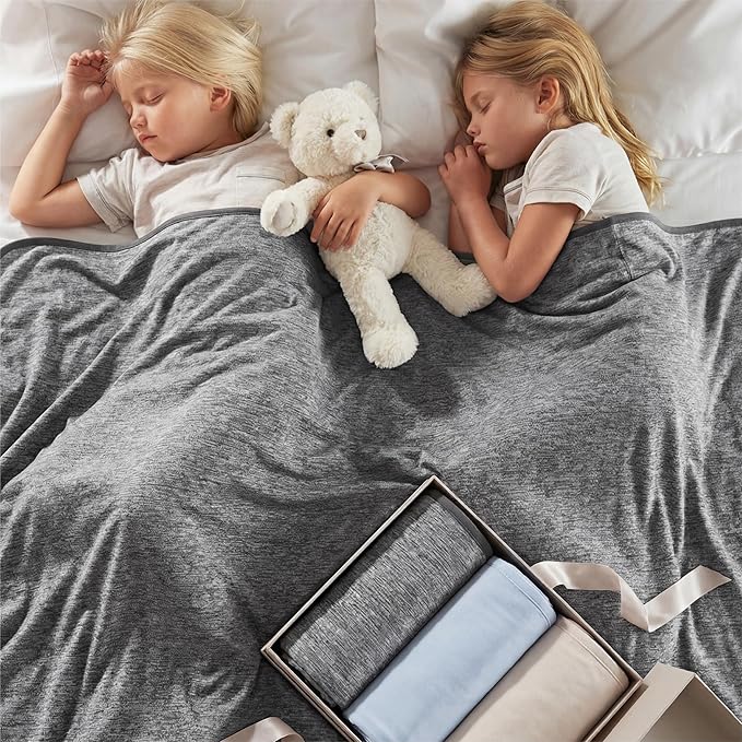 Bedsure Summer Cooling Blanket Queen Size, Lightweight Cold Blankets for Sleeping, Ice Cool Thin Bed Top Arc-Chill Summer Bedding for Hot Sleepers Night Sweats with Rayon Derived from Bamboo, 90x90