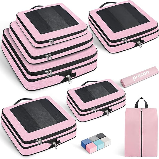 Compression Packing Cubes for Travel, Lightweight Vacation Travel Essentials, Travel Accessories for Suitcase Organizer Bags Set, Durable Luggage Organizer