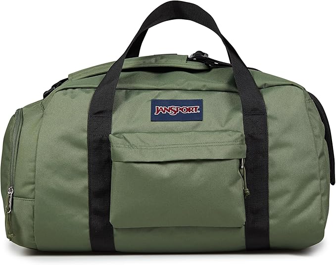 JanSport Weekender Medium Duffel - Travel or Gym Bag, Durable Weekender with Front Utility Pocket & Side Grab Handles - Cargo Green
