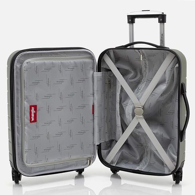 Wrangler Smart Spinner Hardside Luggage, 22-Inch Carry-On, Olive Green