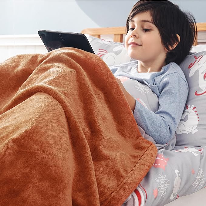 Bedsure GentleSoft Bedding Fleece Blanket for Girls and Boys - Soft Cozy Cute Small Throw Blankets for Travel, 43x55 Inches, Dark Orange