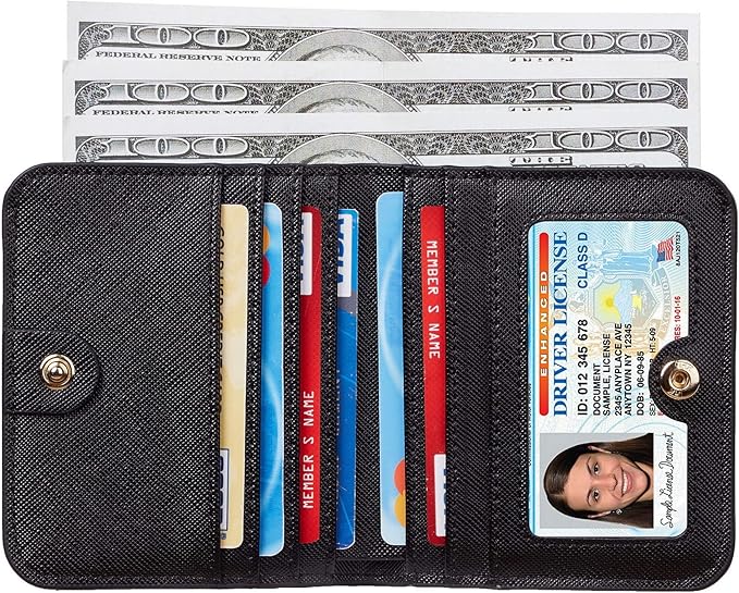 Toughergun Women’s Small Slim Leather Wallet with RFID Protection, Compact Bifold Mini Purse with Clear ID Window