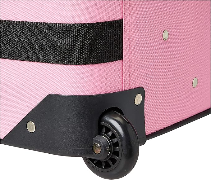 Rockland Fashion Softside Upright Luggage Set, Telescoping Handles, Pink Cross, 4-Piece (14/19/24/28)