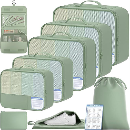 BAGAIL 9 Set Packing Cubes with Packing List Luggage Packing Organizers for Travel Accessories