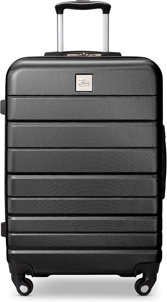 Skyway Epic 2.0 Hardside Lightweight and Durable ABS Shell Luggage, Spacious with 4-Wheel Spinners, Comfort Grip with Telescoping Handle, Men and Women, Black, 2-Piece Set (20, 24)