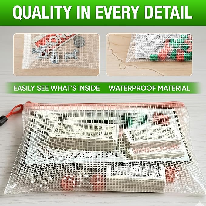 5 Pack Mesh Zipper Pouch Bags A3 - Plastic Zipper Pouches for Organizing 17.7x12.6 inch - Game Storage Bags - Puzzle Organizer Bags - Large Zip Pouch Bags - Mesh Pouch with zip - Puzzle Bags