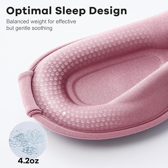Weighted Sleep Mask 2 Pack - 3D Contoured Eye Masks for Sleep, Best Blackout Sleep Masks for Women Men, Eye Mask for Travel, Meditation, Airplane, Memory Foam, Adjustable Strap, Pink, Purple