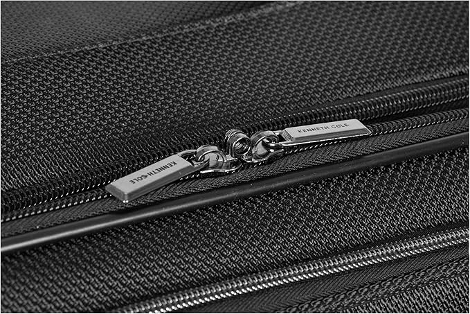 Kenneth Cole REACTION Rugged Roamer Lightweight Softside Expandable 8-Wheel Spinner Luggage, Black, 2-Piece (20” Carry-On/28” Check Size)