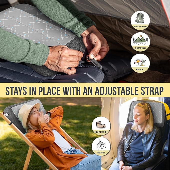 TREKOLOGY ALUFT Pro Inflatable Camping Pillow with Removable Foam-Padded Case - Camp Pillow for Camping & Hiking, Backpacking, Airplane, and Travel - Add to Your Outdoor Backpacking Gear Essentials