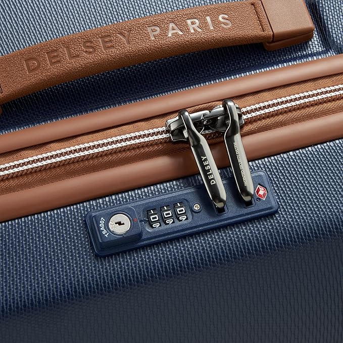 DELSEY PARIS Chatelet Air 2.0 Hardside Luggage Trunk with Spinner Wheels, Navy Blue, Checked-26 Inch