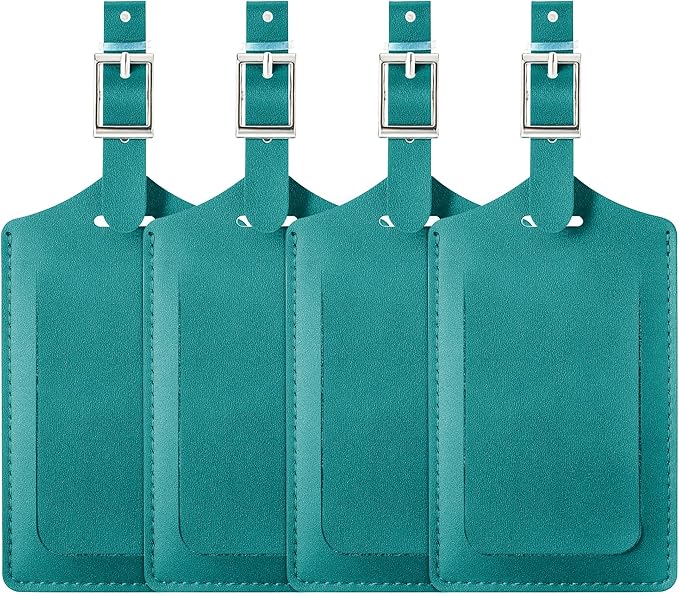 Travelambo Luggage Tags for Suitcases PU Leather Travel Tags Bag Tags Privacy Protection Travel Essentials