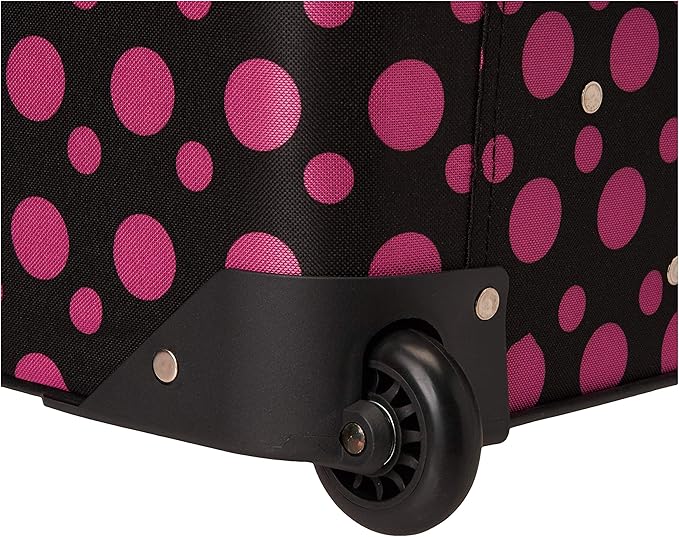 Rockland Fashion Softside Upright Luggage Set, Black/Pink Dot, 4-Piece (14/19/24/28)