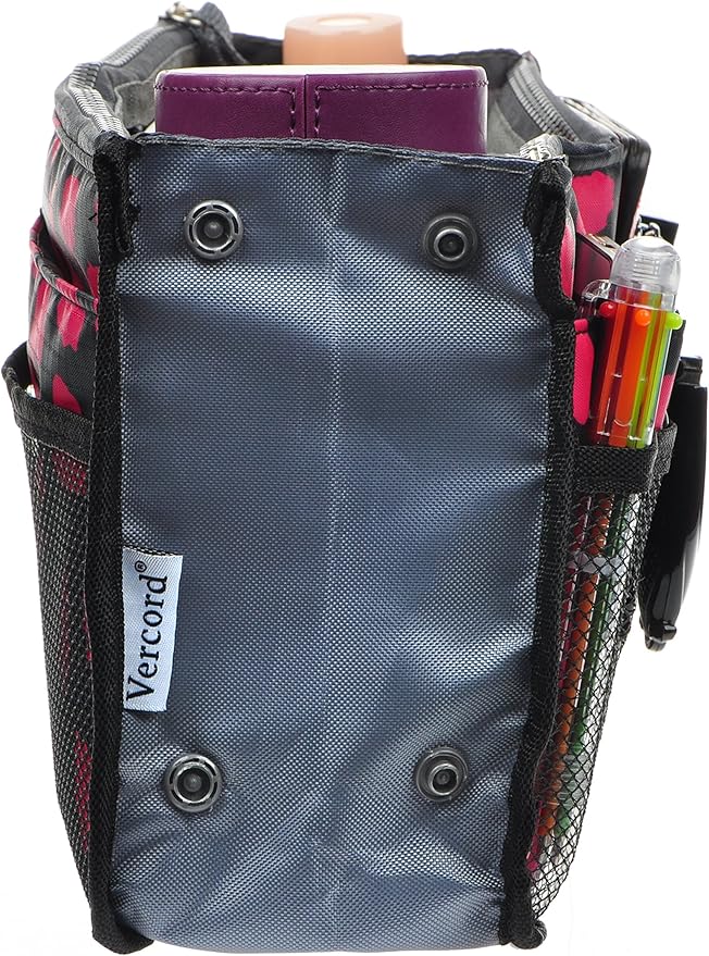 Vercord Purse Organizer Insert for Handbags Bag Organizers Inside Tote Pocketbook Women Nurse Nylon 13 Pockets Rose Heart Small