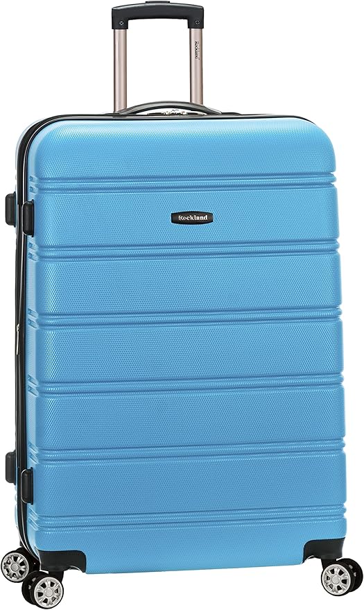 Rockland Melbourne Hardside Expandable Spinner Wheel Luggage, Turquoise/Aqua, Checked-Large 28-Inch