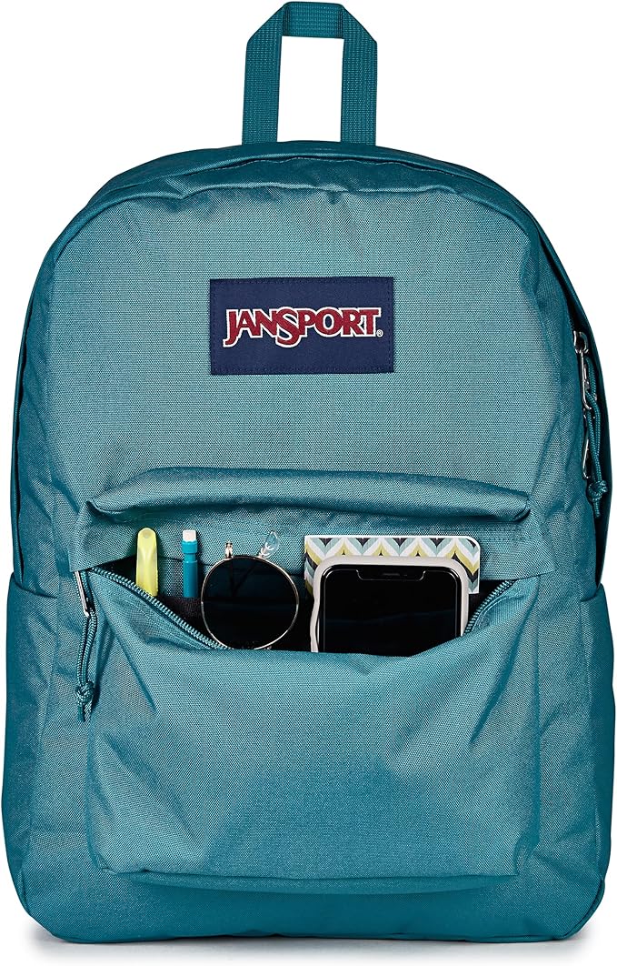 JanSport SuperBreak One Backpack - Durable, Lightweight Bag with 1 Main Compartment, Front Utility Pocket with Built-in Organizer, Premium Backpack, Emerald Pool