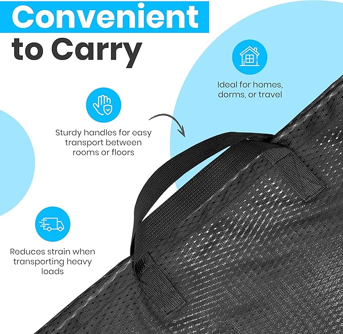 Handy Laundry Extra Large Mesh Laundry Bag with Handles & Shoulder Strap – Heavy Duty, Machine Washable, Breathable Net for Delicates, Bedding, Travel, College Dorm, Storage – Black